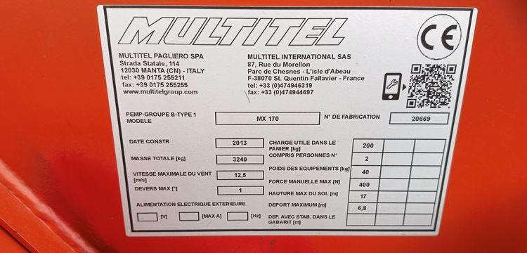 IVECO 35S11 AVEC NACELLE MULTITEL MX170 16M – DIESEL 3134 HEURES – 113804 KMS ROUGE CW-919-QF