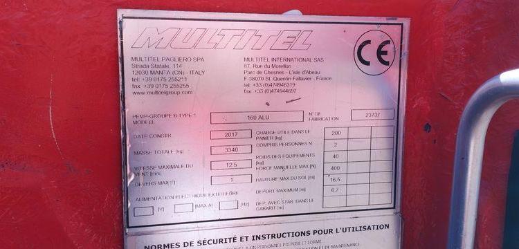 IVECO DAILY AVEC NACELLE MULTITEL 160ALU 16M – DIESEL – 2524 HEURES – 69353 KMS ROUGE EJ-042-KH