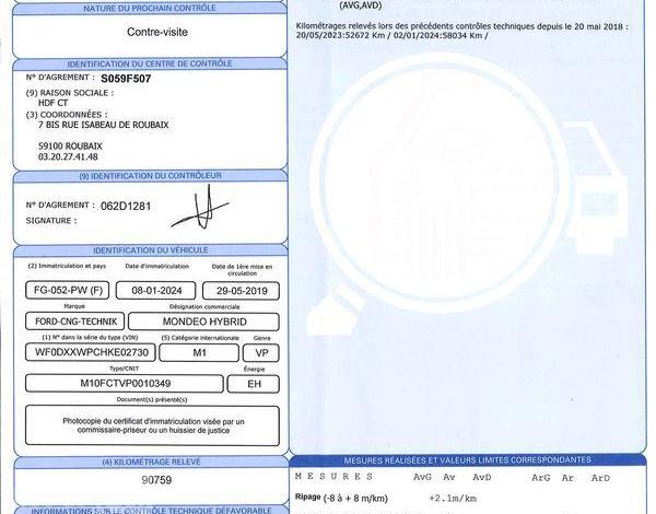 FORD MONDEO HYBRID GRIS FG-052-PW