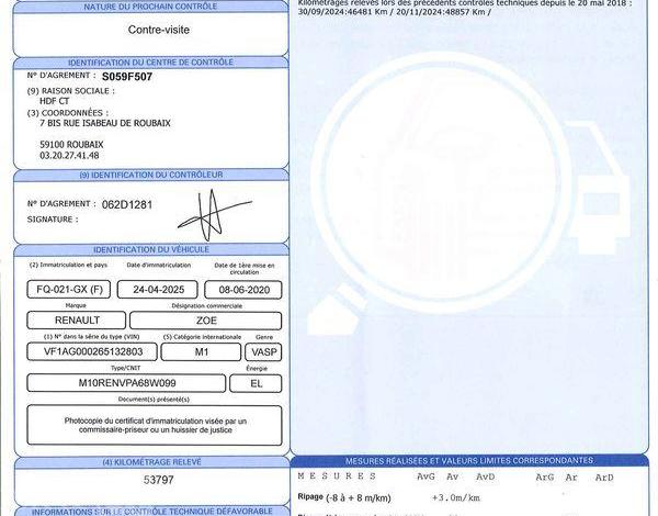 RENAULT ZOE BUSINESS R110 BLANC FQ-021-GX
