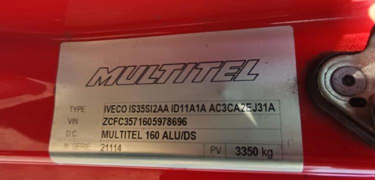 IVECO 35S11 AVEC NACELLE MULTITEL 160ALUDS 16M – DIESEL – 3462 HEURES – 69060 KMS ROUGE DD-697-AF
