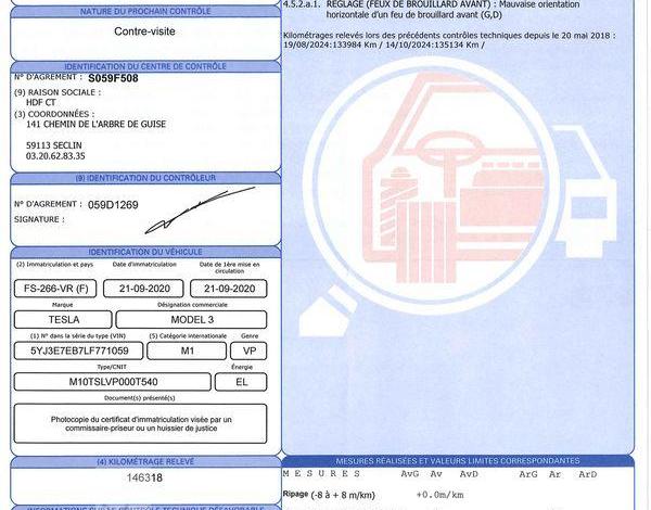 TESLA MODEL 3 350 65KWH GRANDE-AUTONOMIE 4WD DUAL-MOTOR ROUGE FS-266-VR