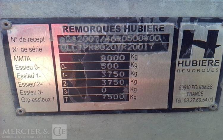 HUBIERE REMORQUE PL PORTE ENGIN 2 ESSIEUX PTAC 8T ALU FV-271-EN