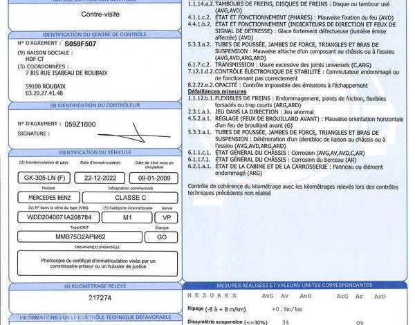 MERCEDES CLASSE C 200 2,2 CDI 135CH CLASSIC BVA GRIS GK-305-LN