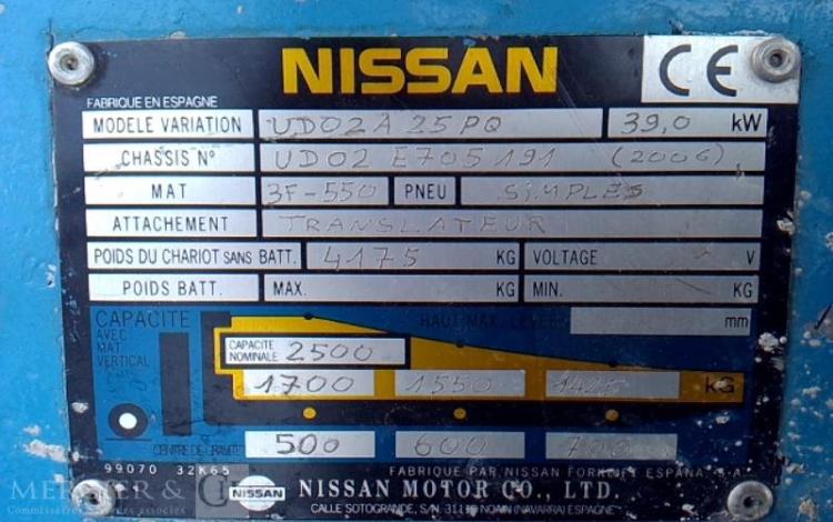 NISSAN CHARIOT MAT FRONTAL UD02A25PQ – 2.5T – 422H – AN2006 BLEU 7339