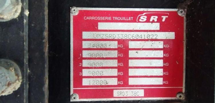 SRT SEMI REMORQUE PLATEAU SRD3 38C – 3 ESSIEUX PTAC 34 TONNES – 22762 KMS – AN 2004  DS-219-TL