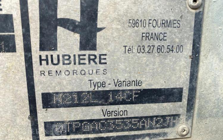 HUBIERE REMORQUE H212L-14CF PORTE ENGIN 2 ESSIEUX – PTAC 3,5T – CU 2,75 T – ANNEE 2016  DZ-250-ZE