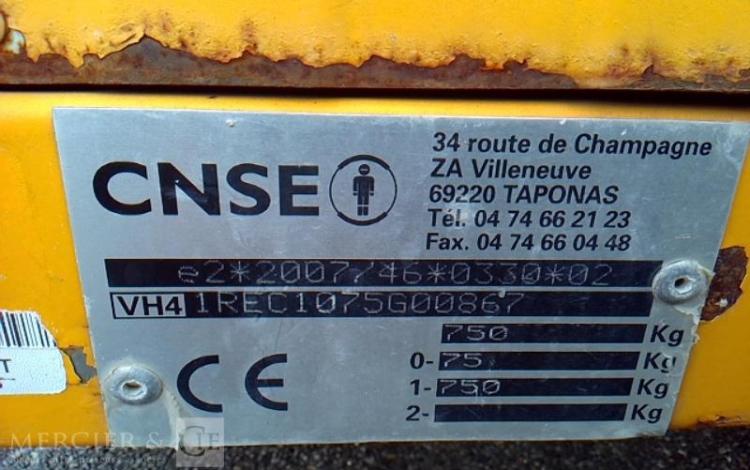 CNSE ROULOTTE DE CHANTIER 1 ESSIEU PTAC 750KG JAUNE EA-953-NY