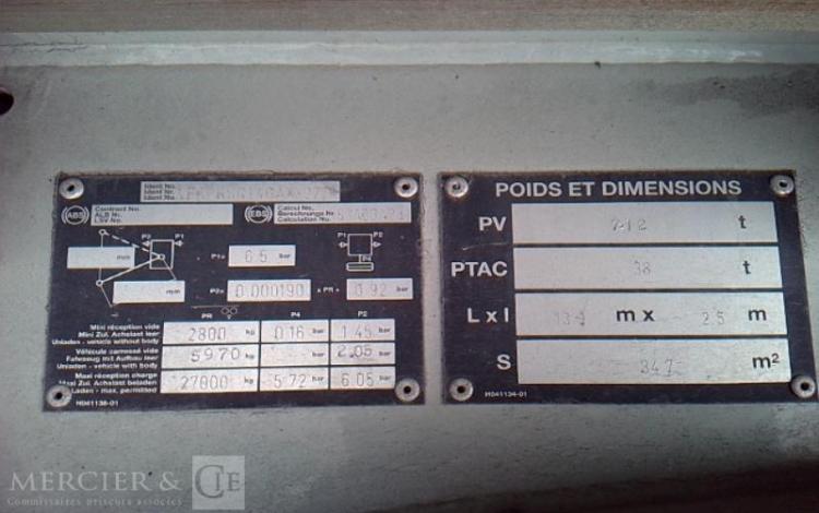 FRUEHAUF SEMI REMORQUE BACHE HAYON 3 ESSIEUX PTAC 38T GRIS EL-536-LL