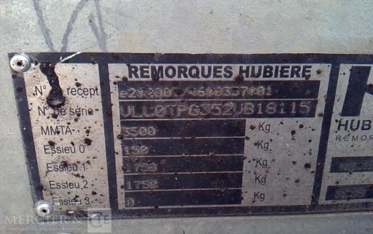 HUBIERE REMORQUE PORTE ENGIN – 2 ESSIEUX – PTAC 3,5T – CU 2.680T ALU EV-155-CS