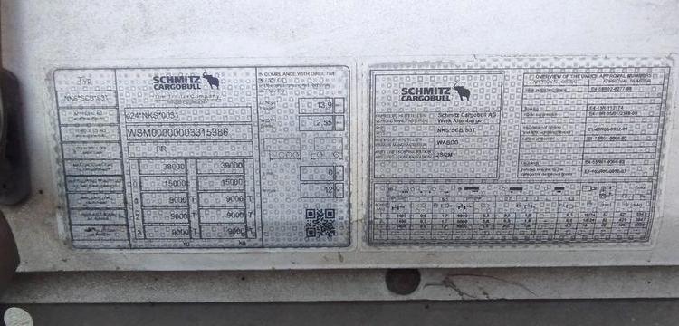 SCHMITZ SEMI-REMORQUE BACHEE 3 ESSIEUX AVEC HAYON DHOLLANDIA 2000KG – PTAC 39 TONNES  FB-609-YF