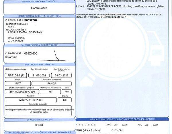 FIAT PANDA 1,2 69CH S&S LOUNGE GRIS FF-220-BE