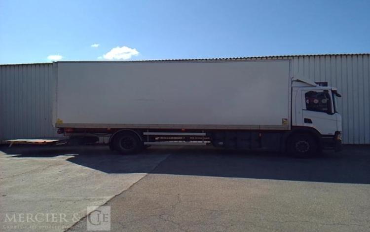 SCANIA PORTEUR P340 CAISSE HAYON GNC 2 ESSIEUX PTAC 19T BLANC FG-934-TT