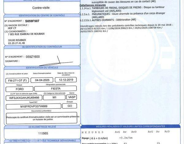 FORD FIESTA STE AFFAIRES 1.5 TDCI 85 BUSINESS BLANC FM-271-GT