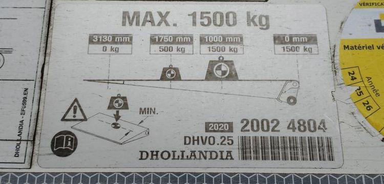 MERCEDES ACTROS S/M 1824 4×2 FG HAYON DHOLLANDIA DHVO25 – DIESEL – 182832 KMS – AN 2020 BLANC FS-305-RY