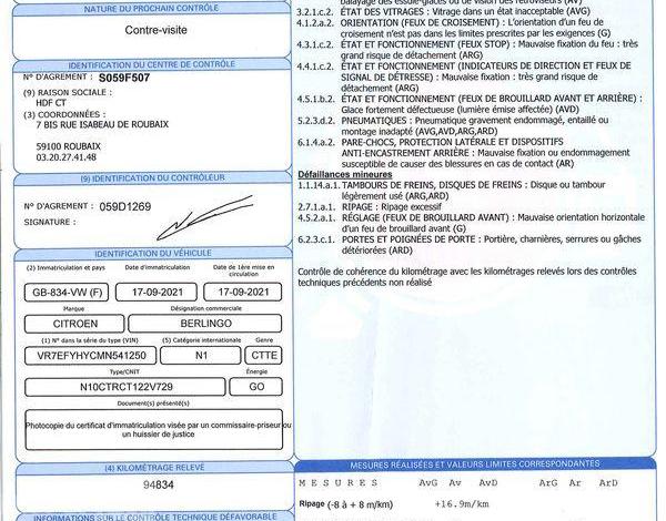 CITROEN BERLINGO 650KG BLUE HDI BLANC GB-834-VW