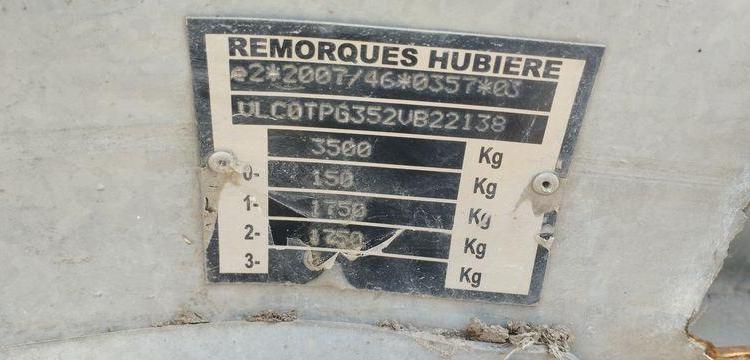 HUBIERE REMORQUE PORTE ENGIN 2 ESSIEUX PTAC 3,5 TONNES  GE-700-AC
