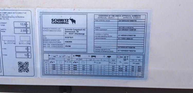 SCHMITZ SEMI REMORQUE SCB S3T06 PLSC 3 ESSIEUX – PTAC 38 TONNES – ANNEE  GF-278-VL
