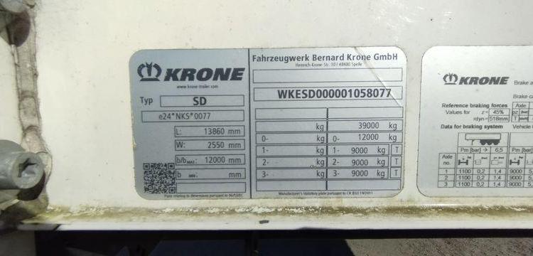 KRONE SEMI REMORQUE RIDEAUX TAUTLINER 3 ESSIEUX -PTAC 38 TONNES – ANNEE 2023  GM-723-QH