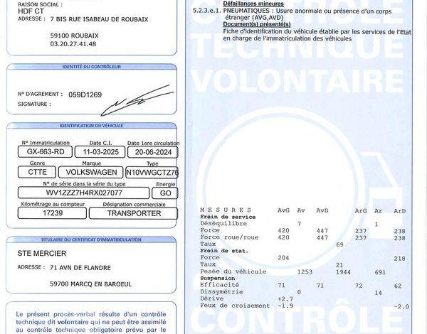 VOLKSWAGEN TRANSPORTER BLANC GX-663-RD