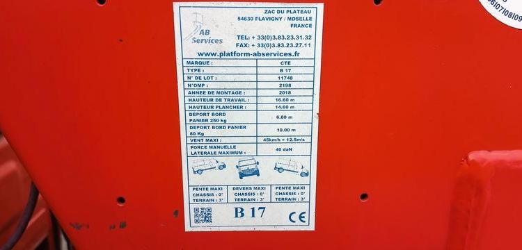 IVECO 35S12 AVEC NACELLE FRANCE ELC B17CTE 16M -DIESEL – 1460 HEURES – 26985 KMS ROUGE FB-042-VF