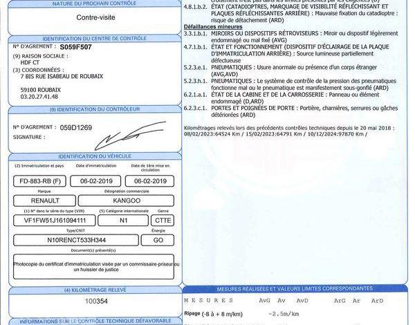 RENAULT KANGOO FOURGON 1.5 DCI 90 ENERGY EXTRA RLINK BLANC FD-883-RB