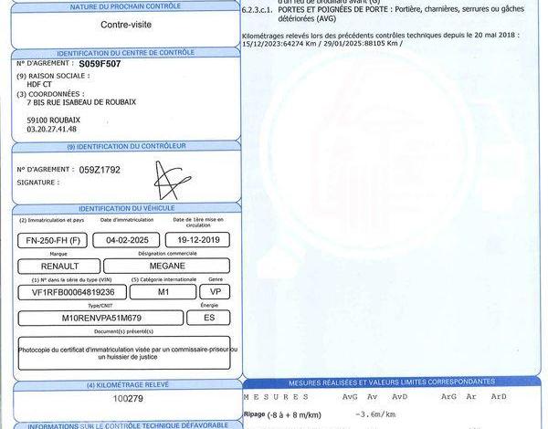 RENAULT MEGANE BUSINESS INTENS TCE 140 FAP BLEU FN-250-FH