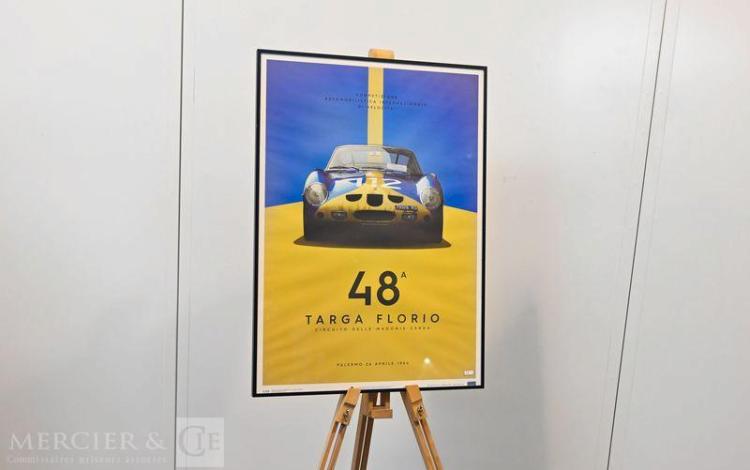 CADRE/POSTER FERRARI 250 GTO BLEU TARGA FLORIO 1964  17
