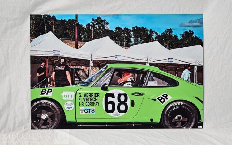 PHOTOGRAPHIE AUTOMOBILE SUR CADRE AMERICAIN-PORSCHE 911 CARRERA RSR  24