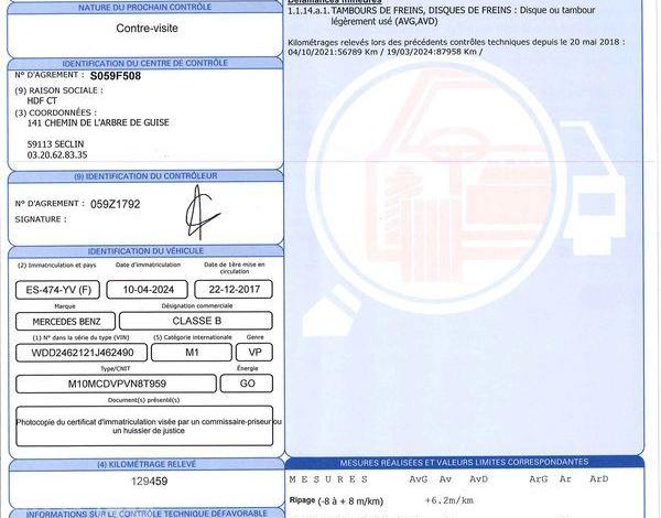 MERCEDES CLASSE B 1,5 180 CDI 110 FASCINATION 7G-DCT BVA NOIR ES-474-YV