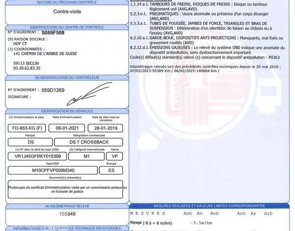 DS 7 CROSSBACK PURETECH PERFORMANCE LINE AUTOMATIQUE GRIS FD-863-KG