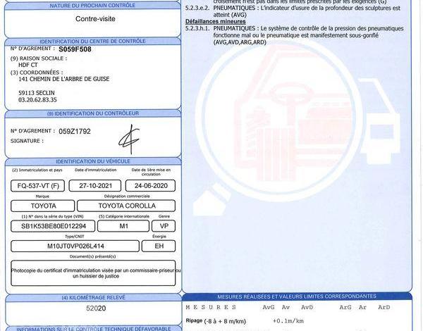 TOYOTA COROLLA BLANC FQ-537-VT