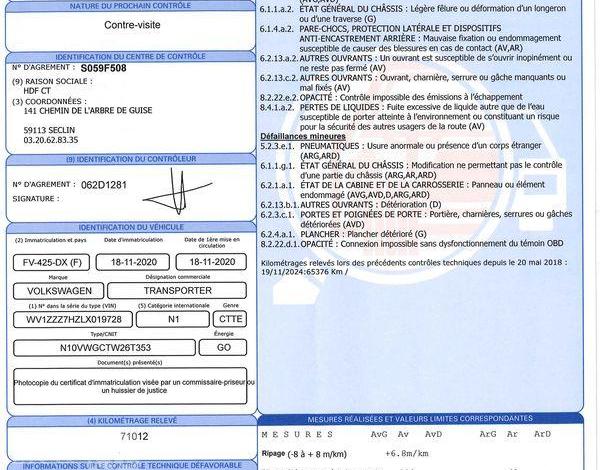 VOLKSWAGEN Transporter BLANC FV-425-DX