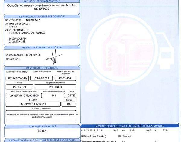 PEUGEOT PARTNER PREMIUM STANDARD 650 kg BLUEHDI BLANC FX-742-ZW
