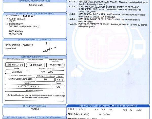 CITROEN BERLINGO VAN FGON TAILLE M 650KG BLUEHDI 100 S&S BLANC GE-949-XR