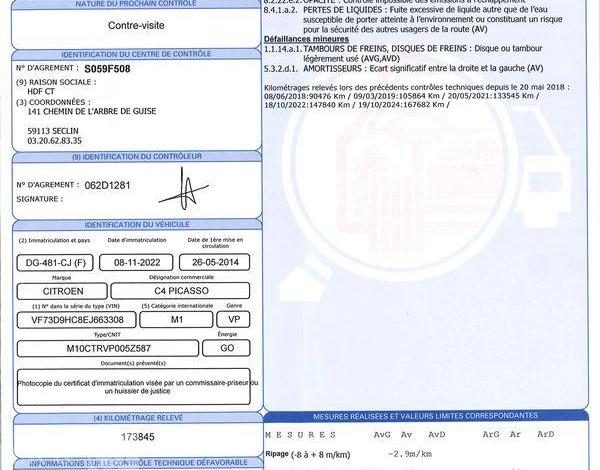 CITROEN C4 PICASSO E- HDI 115 CH INTENSE GRIS DG-481-CJ