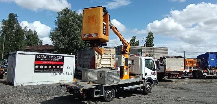 NISSAN CABSTAR NT400 32,12  AVEC NACELLE TIME ETL30 – 10 M – DIESEL – 2106 HEURES BLANC DW-708-LM