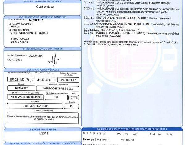 RENAULT KANGOO FOURGON ELECTRIC 60 22KWH JAUNE ER-024-MC