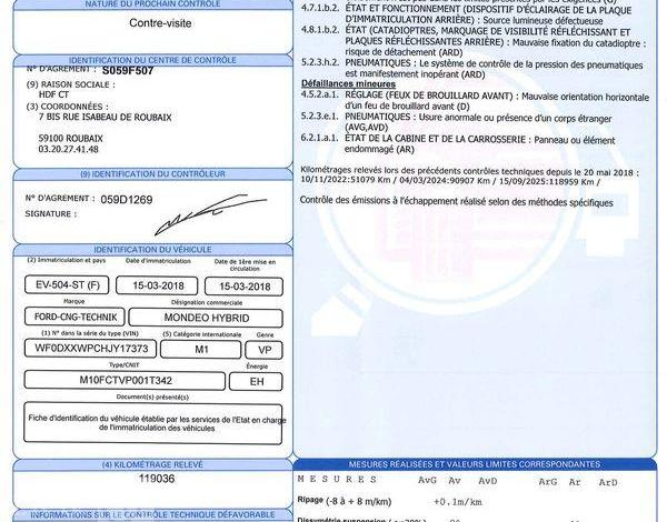 FORD MONDEO 2.0 187H 140 HYBRID HEV VIGNALE BVA GRIS EV-504-ST