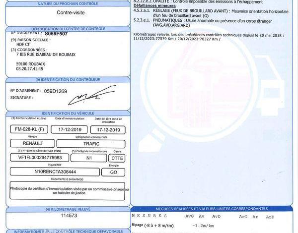 RENAULT TRAFIC GCF L1H1 1200 DCI 120 BLANC FM-028-KL