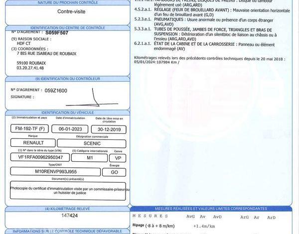 RENAULT GRAND SCENIC INTENSE DCI 120 CH EDC 7 PL BLANC FM-192-TF