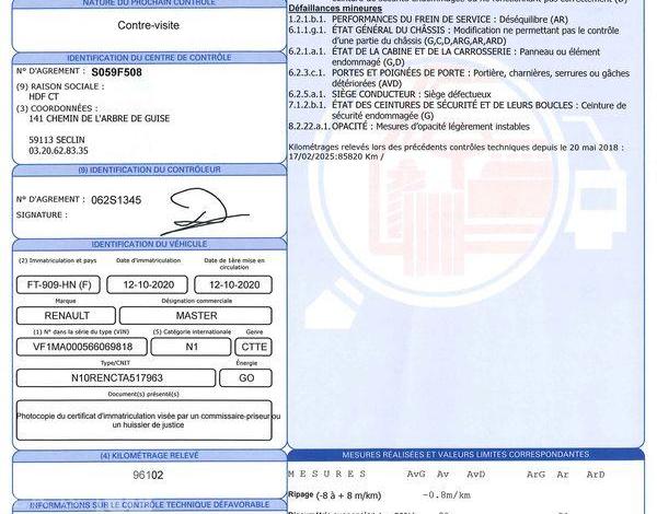 RENAULT MASTER CAB APPRO GCF F3500 L3H2 DCI 135 BLANC FT-909-HN