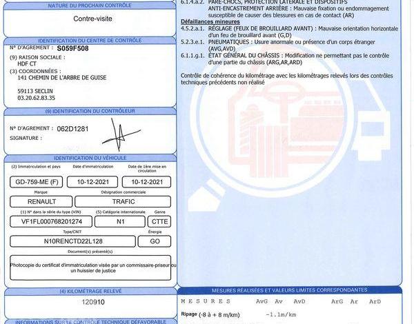 RENAULT TRAFIC GCF L1H1 1000 DCI 120 BLANC GD-759-ME