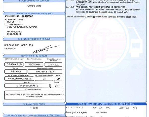 RENAULT ARKANA 1.6 E-TECH 145H 95 HYBRID 1.2KWH RS LINE BVA NOIR GF-464-AB