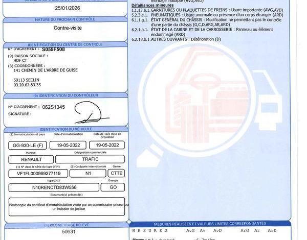 RENAULT TRAFIC L1H1 FG 2.0 BLUEDCI 110CH 28 CONFORT BLANC GG-930-LE