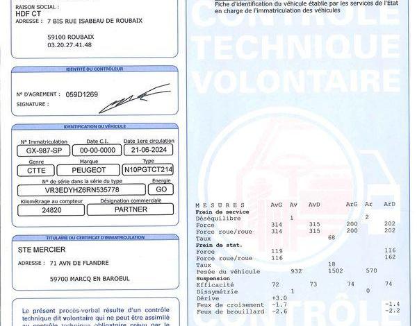 PEUGEOT PARTNER BLANC GX-987-SP