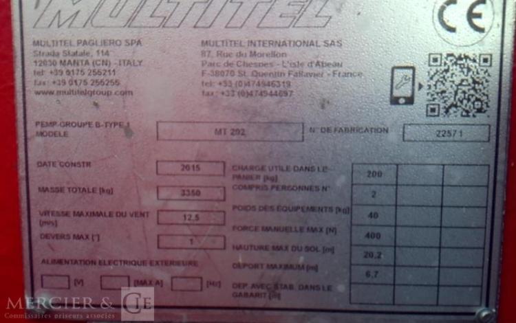 MULTITEL 35-110 NACELLE SUR VL MULTITEL MT202 20M 4057H ROUGE DY-535-RM