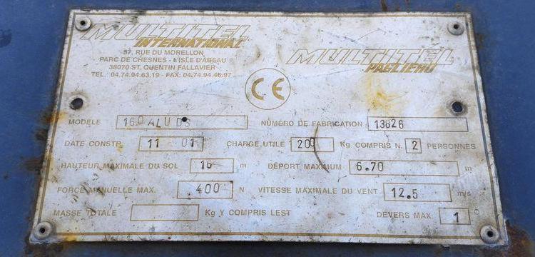 NISSAN CABSTAR 3,0 TD 125 CV AVEC NACELLE MULTITEL 160 ALU DS – DIESEL –  ANNEE 2001 BLANC DZ-453-YV