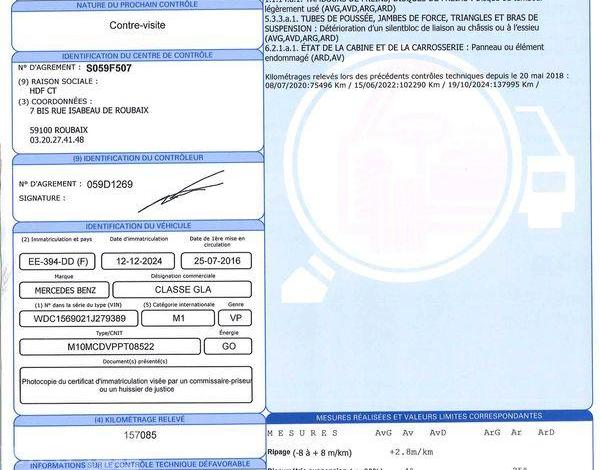 MERCEDES GLA 2.2 200 CDI 135 SENSATION 4MATIC 7G-DCT BVA GRIS EE-394-DD