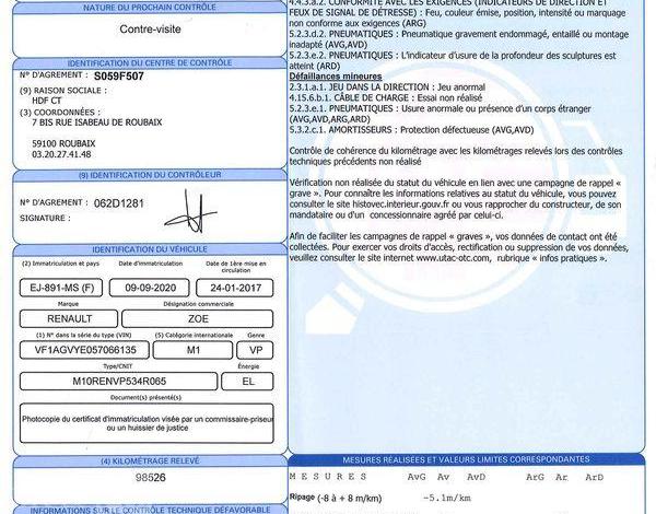 RENAULT ZOE LIFE R110 40kWh BLANC EJ-891-MS